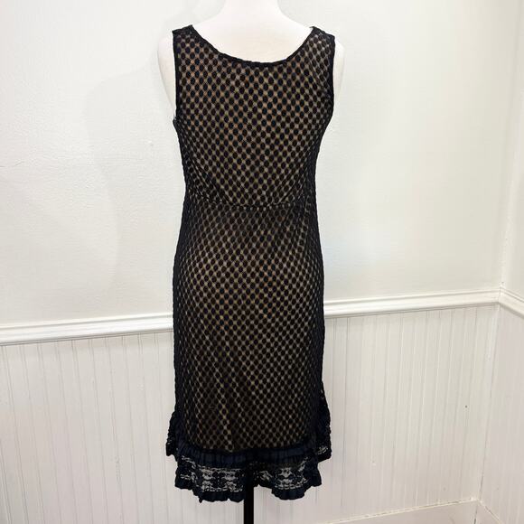 Max Studio Size S Babydoll Dress Y2K Sheer Mesh Black Polka Dot Whimsigoth - Picture 2 of 14